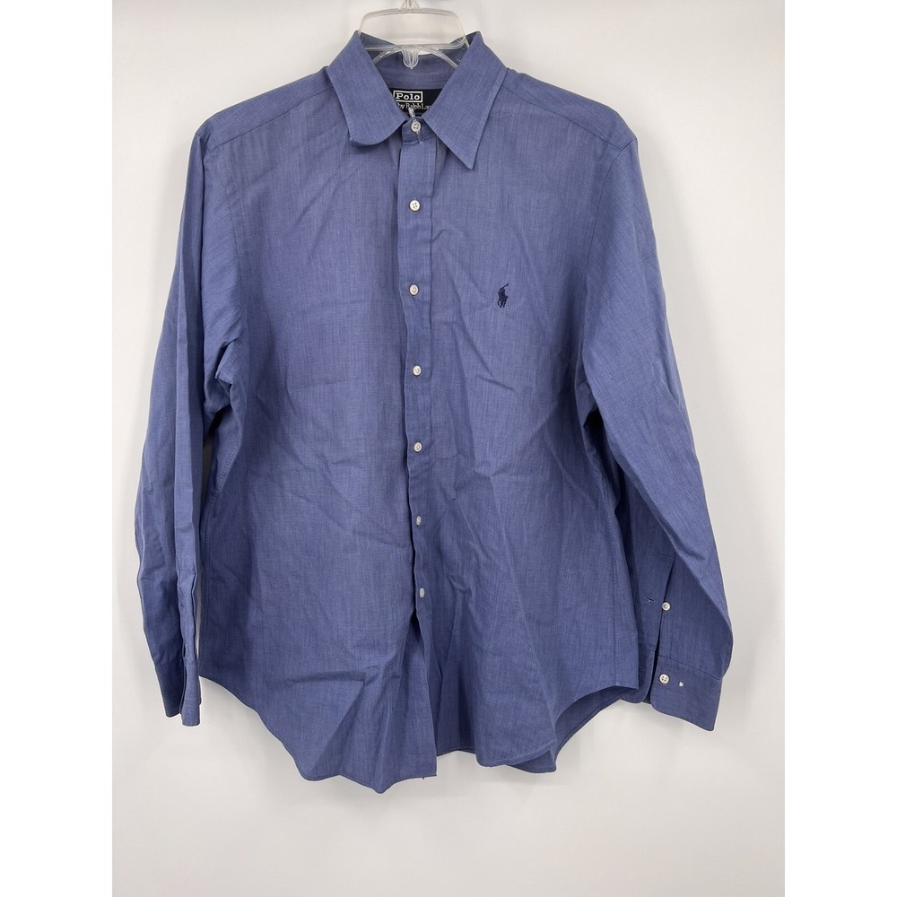 Ralph Lauren Polo Andrew Long Sleeve Button Down Shirt Blue Men Neck 16.5 34/35